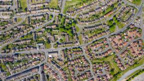 Aerial view of a town in the UK