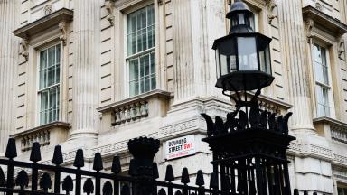 A sign for Downing Street, London.