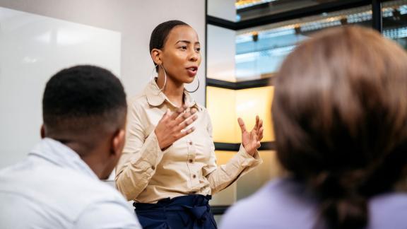 Woman delivering presentation