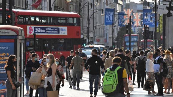 A busy London street.