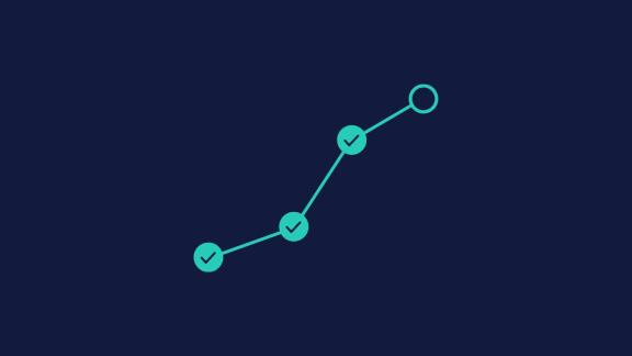 Decorative graphic suggesting progress through three stages marked by ticks. The final stage is unticked.