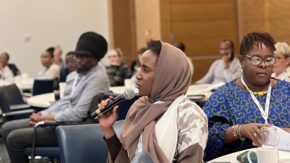 Delegates attending a BME Leadership Network event, one delegate is asking a question in a webinar.