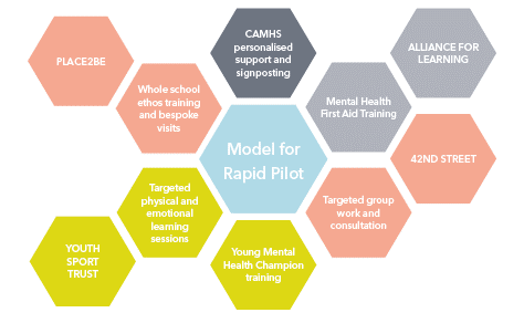 Graphic on network of schools involved in the rapid pilot